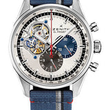 Zenith Chronomaster El Primero Open Watch - Steel - Silver Dial - Blue Fabric Strap - 03.2040.4061/69.C802