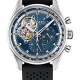 Zenith Chronomaster El Primero Open Watch - Steel - Blue Dial - Black Rubber Strap - 03.20416.4061/51.R576