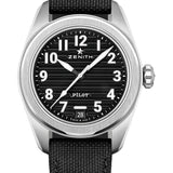 Zenith Pilot Automatic Watch - 40 mm Steel Case - Black Dial - Black Cordura Effect Strap - 03.4000.3620/21.I001
