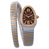 Bvlgari Serpenti Tubogas Quartz Brown Dial Diamond Bezel Ladies Watch