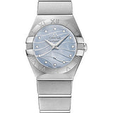 Omega Constellation Quartz Watch - 24 mm Steel Case - Blue Mother-Of-Pearl Diamond Dial - 123.10.24.60.57.001