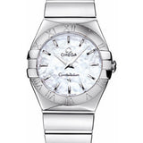 Omega Ladies Constellation Polished Quartz Watch - 27 mm Polished Steel Case - Mother-Of-Pearl Dial - Steel Bracelet - 123.10.27.60.05.002
