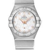 Omega Constellation Quartz Watch - 27 mm Steel Case - White -Silvery Diamond Dial - 123.10.27.60.52.001