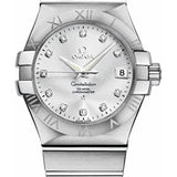 Omega Gents Constellation Chronometer Watch - 35 mm Brushed Steel Case - Silver Diamond Dial - 123.10.35.20.52.001