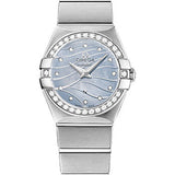 Omega Constellation Quartz Watch - 24 mm Steel Case - Diamond-Set Steel Bezel - Blue Mother-Of-Pearl Diamond Dial - 123.15.24.60.57.001