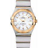 Omega Ladies Constellation Quartz Watch - 24 mm Brushed Steel And Yellow Gold Case - Mother-Of-Pearl Dial - 123.20.24.60.05.002