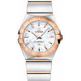 Omega Ladies Constellation Polished Quartz Watch - 24 mm Polished Steel And Red Gold Case - Mother-Of-Pearl Dial - Steel And Red Gold Bracelet - 123.20.24.60.05.003