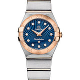 Omega Ladies Constellation Quartz Watch - 24 mm Brushed Steel And Red Gold Case - Blue Supernova Diamond Dial - 123.20.24.60.53.001