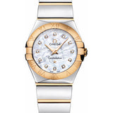 Omega Ladies Constellation Polished Quartz Watch - 24 mm Polished Steel And Yellow Gold Case - Mother-Of-Pearl Diamond Dial - Steel And Yellow Gold Bracelet - 123.20.24.60.55.004