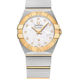 Omega Constellation Quartz Watch - 24 mm Steel Case - 18K Yellow Gold Bezel - Mother-Of-Pearl Diamond Dial - 123.20.24.60.55.008