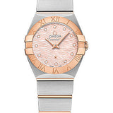 Omega Constellation Quartz Watch - 24 mm Steel Case - 18K Red Gold Bezel - Pink Mother-Of-Pearl` Diamond Dial - 123.20.24.60.57.003
