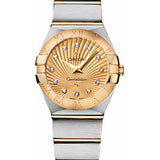 Omega Ladies Constellation Quartz Watch - 24 mm Brushed Steel And Yellow Gold Case - Champagne Diamond Dial - 123.20.24.60.58.001