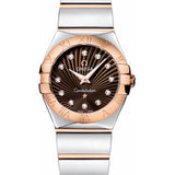 Omega Ladies Constellation Polished Quartz Watch - 24 mm Polished Steel And Red Gold Case - Brown Diamond Dial - Steel And Red Gold Bracelet - 123.20.24.60.63.002