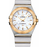 Omega Ladies Constellation Quartz Watch - 27 mm Brushed Steel And Yellow Gold Case - Mother-Of-Pearl Dial - 123.20.27.60.05.002