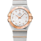 Omega Constellation Quartz 27 mm Watch - 27.0 mm Steel And Red Gold Case - 18K Red Gold Bezel - Mother-Of-Pearl Diamond Dial - Steel Bracelet - 123.20.27.60.55.006