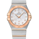 Omega Constellation Quartz Watch - 27 mm Steel Case - 18K Red Gold Bezel - Mother-Of-Pearl Diamond Dial - 123.20.27.60.55.007