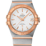 Omega Constellation Co-Axial Watch - 35 mm Steel Case - Red Gold Bezel - Silver Dial - Red Gold Bracelet - 123.20.35.20.02.005