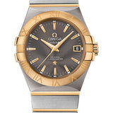 Omega Constellation Co-Axial Watch - 35 mm Steel Case - 18K Yellow Gold Bezel - Grey Dial - 123.20.35.20.06.001