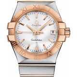 Omega Gents Constellation Quartz Watch - 35 mm Brushed Steel And Red Gold Case - Silver Dial - 123.20.35.60.02.001