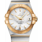 Omega Gents Constellation Chronometer Watch - 38 mm Brushed Steel And Yellow Gold Case - Silver Dial - 123.20.38.21.02.002