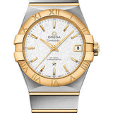 Omega Constellation Co-Axial Master Chronometer Watch - 38 mm Steel And Yellow Gold Case - White -Silvery Dial - Brushed Steel Bracelet - 123.20.38.21.02.006