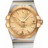 Omega Gents Constellation Chronometer Watch - 38 mm Brushed Steel And Yellow Gold Case - Champagne Dial - 123.20.38.21.08.001