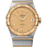 Omega Constellation Co-Axial Watch - 38 mm Steel And Yellow Gold Case - Champagne Dial - 123.20.38.21.08.002