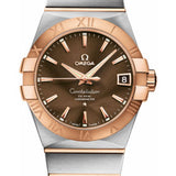 Omega Gents Constellation Chronometer Watch - 38 mm Brushed Steel And Red Gold Case - Brown Dial - 123.20.38.21.13.001