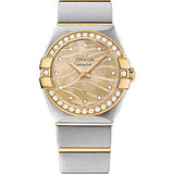 Omega Constellation Quartz Watch - 24 mm Steel And Yellow Gold Case - Diamond-Set Yellow Gold Bezel - Champagne Mother-Of-Pearl Diamond Dial - Steel Bracelet - 123.25.24.60.57.001