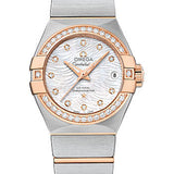 Omega Constellation Co-Axial Watch - 27 mm Steel Case - Diamond-Set 18K Red Gold Bezel - Mother-Of-Pearl Diamond Dial - 123.25.27.20.55.006