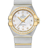 Omega Constellation Co-Axial Watch - 27 mm Steel Case - Diamond-Set Yellow Gold Bezel - Mother-Of-Pearl Dial - 123.25.27.20.55.007