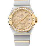 Omega Constellation Co-Axial Watch - 27 mm Steel And Yellow Gold Case - Diamond-Set Yellow Gold Bezel - Champagne Mother-Of-Pearl Dial - Steel Bracelet - 123.25.27.20.57.002