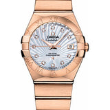 Omega Ladies Constellation Chronometer Watch - 27 mm Brushed Red Gold Case - Mother-Of-Pearl Supernova Diamond Dial - 123.50.27.20.55.001