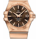 Omega Gents Constellation Chronometer Watch - 35 mm Brushed Red Gold Case - Brown Dial - 123.50.35.20.13.001