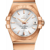Omega Gents Constellation Chronometer Watch - 38 mm Brushed Red Gold Case - Silver Dial - 123.50.38.21.02.001
