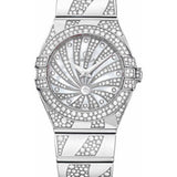 Omega Ladies Constellation Luxury Edition Watch - 24 mm White Gold Case - Snow-Set Diamond Bezel - Mother-Of-Pearl Diamond Dial - 123.55.24.60.55.012