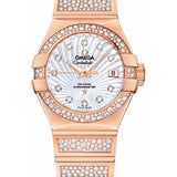 Omega Ladies Constellation Luxury Edition Watch - 27 mm Red Gold Case - Snow-Set Diamond Bezel - Mother-Of-Pearl Supernova Diamond Dial - 123.55.27.20.55.004