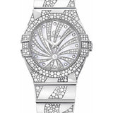 Omega Ladies Constellation Luxury Edition Watch - 27 mm White Gold Case - Snow-Set Diamond Bezel - Mother-Of-Pearl Diamond Dial - 123.55.27.60.55.012