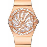 Omega Ladies Constellation Luxury Edition Watch - 27 mm Red Gold Case - Snow-Set Diamond Bezel - Mother-Of-Pearl Diamond Dial - 123.55.27.60.55.013