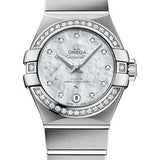 Omega Constellation Co-Axial Master CHRONOMETER Small Seconds Petite Seconde Watch - 27 mm Steel Case - White Mother-Of-Pearl Diamond Dial - 127.15.27.20.55.001