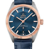 Omega Constellation Globemaster Co-Axial Master Chronometer Watch - 39 mm Steel And Sedna Gold Case - Sedna Gold Fluted Bezel - Blue Dial - Blue Leather Strap - 130.23.39.21.03.001