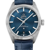 Omega Constellation Globemaster Co-Axial Master Chronometer Watch - 39 mm Steel Case - Fluted Bezel - Blue Dial - Blue Leather Strap - 130.33.39.21.03.001