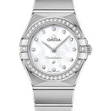 Omega Constellation Manhattan Quartz Watch - 25 mm Steel Case - Diamond-Paved Bezel - Mother-Of-Pearl Diamond Dial - 131.15.25.60.55.001
