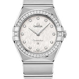 Omega Constellation Manhattan Quartz Watch - 28 mm Steel Case - Diamond-Paved Bezel - White Silvery Dial - 131.15.28.60.52.001