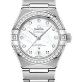 Omega Constellation Manhattan Co-Axial Master Chronometer Watch - 29 mm Steel Case - Diamond-Paved Bezel - Mother-Of-Pearl Diamond Dial - 131.15.29.20.55.001