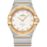 Omega Constellation Manhattan Quartz Watch - 28 mm Steel And Yellow Gold Case - Crystal White Silvery Diamond Dial - 131.20.28.60.52.002