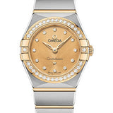 Omega Constellation Manhattan Quartz Watch - 25 mm Steel And Yellow Gold Case - Diamond-Paved Bezel - Champagne Diamond Dial - 131.25.25.60.58.001
