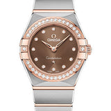 Omega Constellation Manhattan Quartz Watch - 25 mm Steel And Sedna Gold Case - Diamond-Paved Bezel - Brown Diamond Dial - 131.25.25.60.63.001