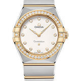 Omega Constellation Manhattan Quartz Watch - 28 mm Steel And Yellow Gold Case - Diamond-Paved Bezel - Crystal White Silvery Diamond Dial - 131.25.28.60.52.002