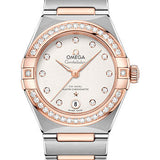 Omega Constellation Manhattan Co-Axial Master Chronometer Watch - 29 mm Steel And Sedna Gold Case - Diamond-Paved Bezel - Crystal White Silvery Diamond Dial - 131.25.29.20.52.001